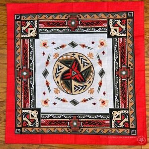 NWOT Vintage 70s//80s Wamcraft Native American Inspired Red & Black Bandana